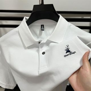 🔥【夏季爆款】POLO衫男士T恤夏季短袖新款T恤寬鬆上衣休閒短袖透氣上衣翻領單上衣純棉T恤透氣短袖刺繡POLO衫工作服