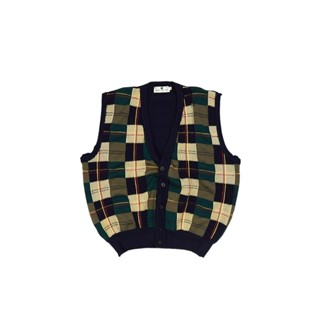 *floz* PIERRE BALMAIN 針織格紋圖騰破壞毛背心