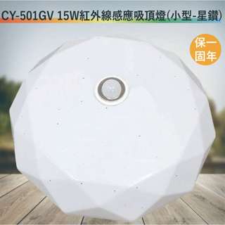 CY-501GV 15W紅外線感應吸頂燈【小型-星鑽-臺灣製造-滿1500元以上即送LED燈泡】