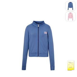 【FILA】女性 吸濕排汗 運動針織外套-灰藍 5JKX-5607-VT