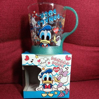 日本帶回 Disney Donald Duck 迪士尼唐老鴨 帶柄玻璃杯 水杯 茶杯 絕版珍藏