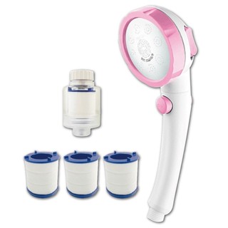 Water More 水摩爾 三段增壓省水標章蓮蓬頭WM-158N+除氯過濾器+濾芯3入 專利銅牌獎 控水關水