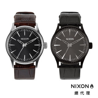 NIXON SENTRY 38 沉穩黑色 暖調棕褐色 皮錶帶 立體刻度 石英錶 男生手錶 禮物 男錶 38MM A377