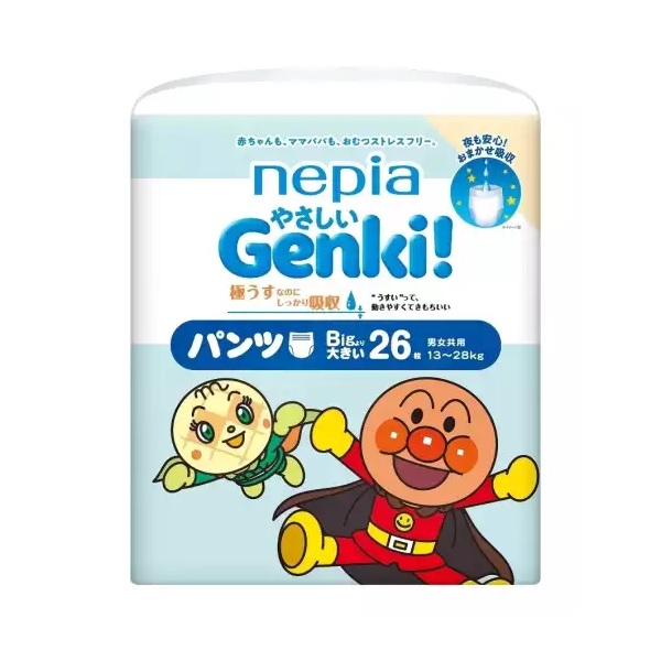 日本 王子 Genki  麵包超人拉拉褲 (M/L/XL/XXL) (白色新包裝)