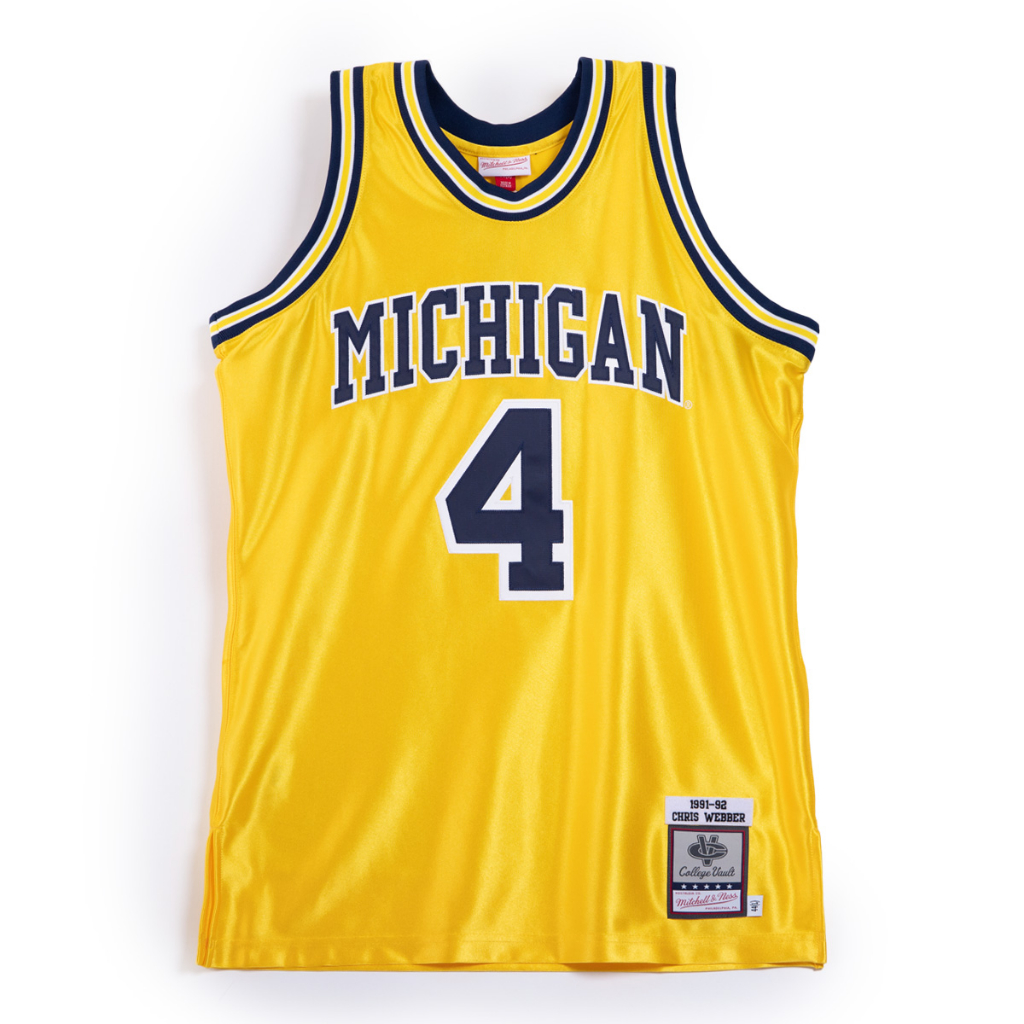 NCAA 球員版球衣 1991 Chris Webber #4 密西根大學 黃