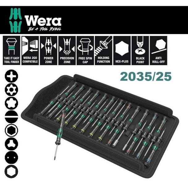 瘋狂買 Wera 維拉 2035/25 精密電子起子25支組+帆布包 鐘錶小起子 精制硬化黑色刀頭 人體工學起子柄 特價