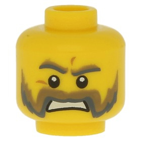 【樂高大補帖】LEGO 樂高 黃色 城堡士兵頭 鬍子 鬢角 生氣 刀疤 凶狠【3626cpb0639/70404】