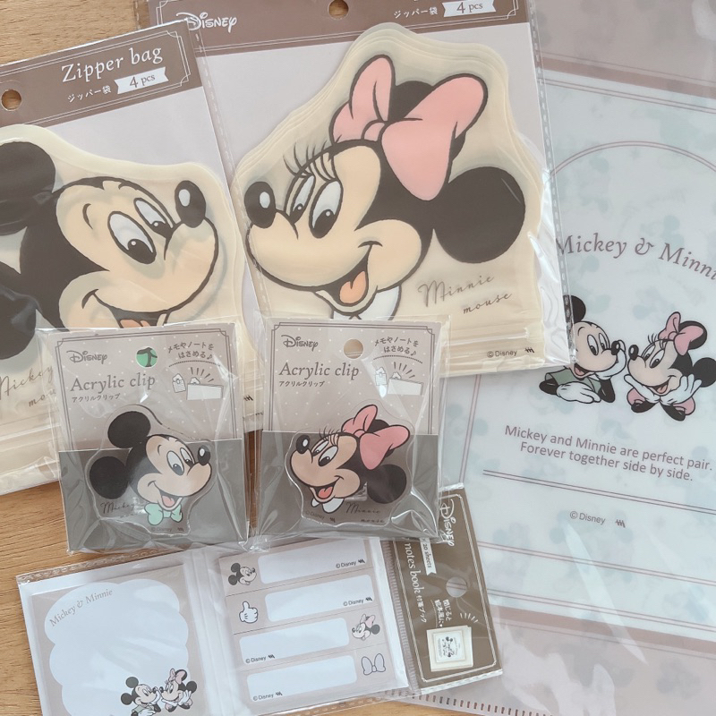 G’s日本🇯🇵復古風Disney迪士尼米奇米妮系列商品可愛夾鏈袋 文件壓克力夾 便條紙 可愛L夾