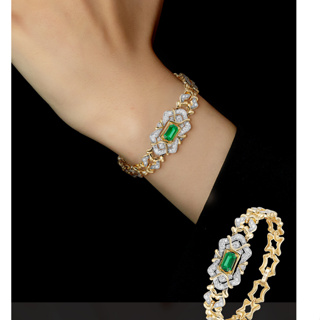 現貨 貴族風範 3克拉 綠水晶 手鏈 皇室精鑲寶石工法 S925銀 手鍊17+2cm 791