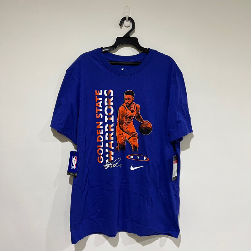 NIKE NBA MVP CURRY WARRIORS男金州勇士柯瑞MVP藍短袖DH3709-495(全新L)