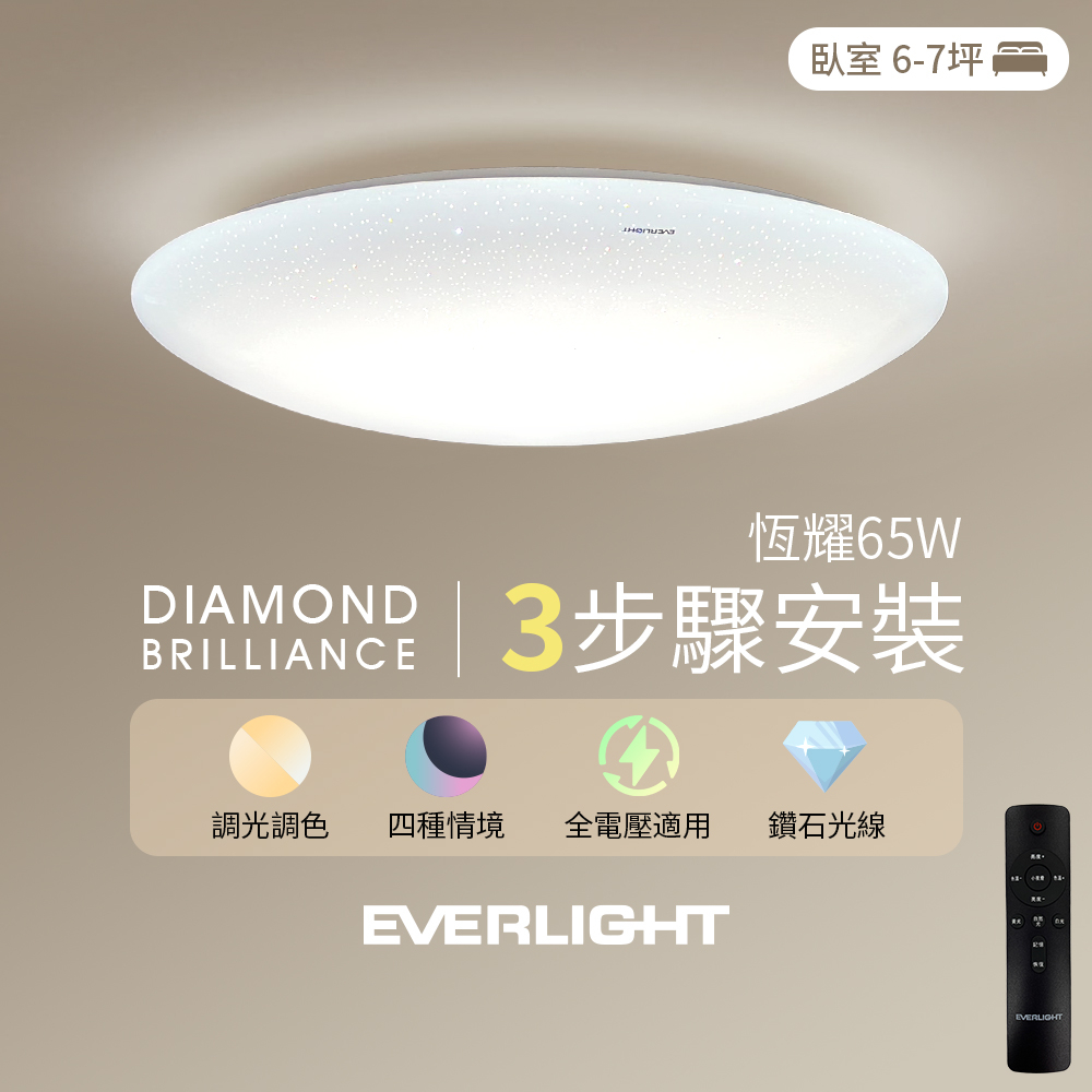 【EVERLIGHT億光｜買大送小】65W/50W恆鑽恆耀 送30W恆鑽恆耀 LED吸頂燈 適用3-7坪