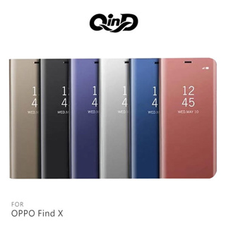 QinD OPPO Find X 透視皮套 鏡面電鍍殼【出清】