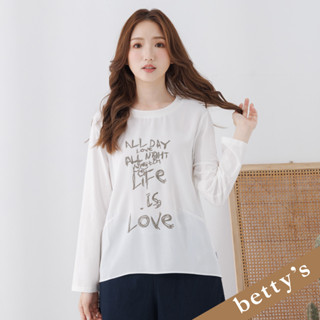 betty’s貝蒂思(25)字母雪紡拼接長袖上衣(共二色)