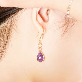 【Ficelle輕珠寶】午後邂逅｜貴人 紫水晶 淡水珍珠 黃銅鍍18K金 耳環