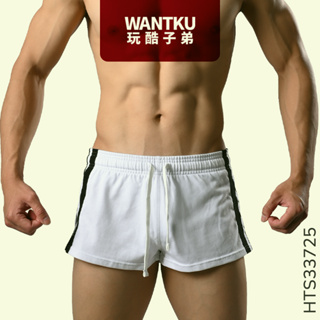 【WANTKU 玩酷子弟】素色雙線外綁繩短褲 - HTS33722 （白）