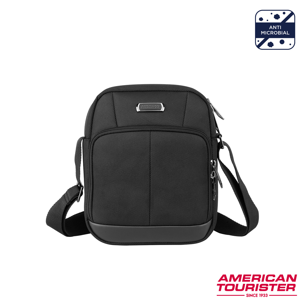 AT美國旅行者 AMERICAN TOURISTER 斜肩包/側背包/肩背包 BASS 極輕量商務抗菌_黑