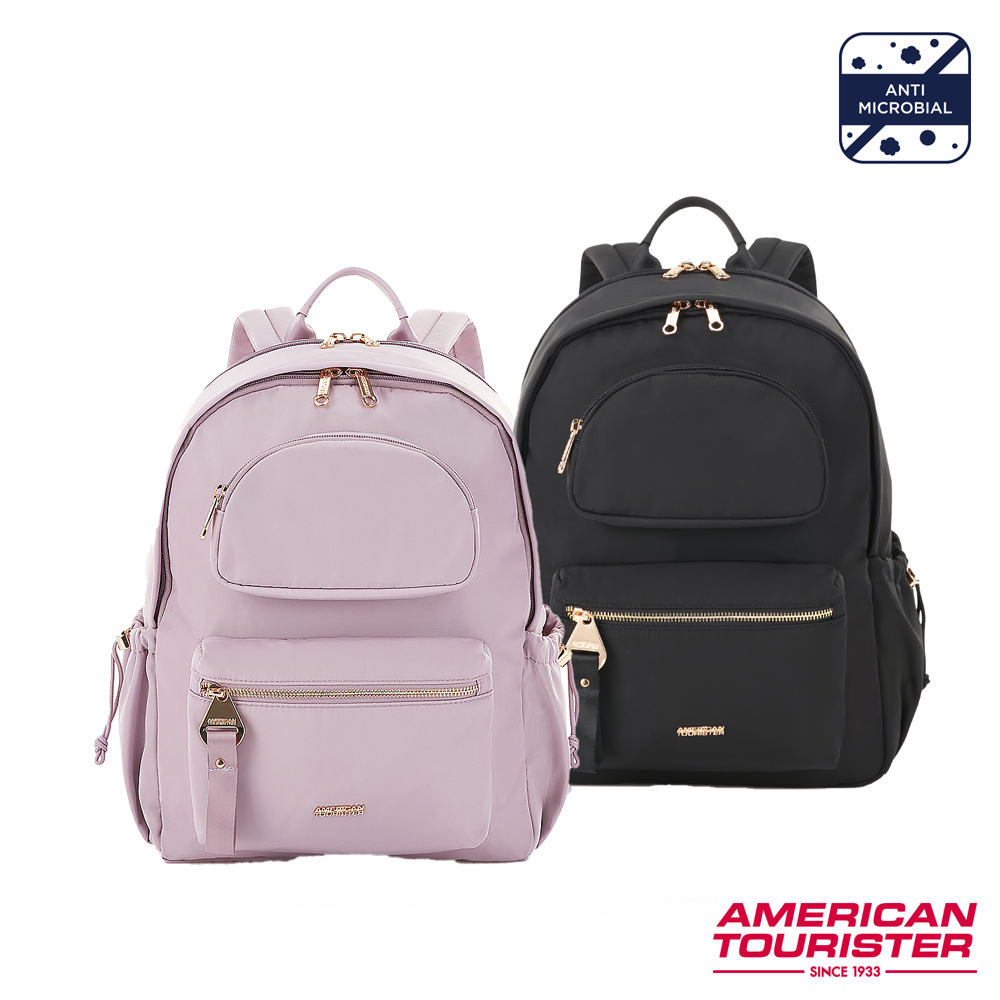 AT美國旅行者 AMERICAN TOURISTER筆電後背包/電腦包14吋ALIZEE DAY女用日常旅行抗菌_黑/紫