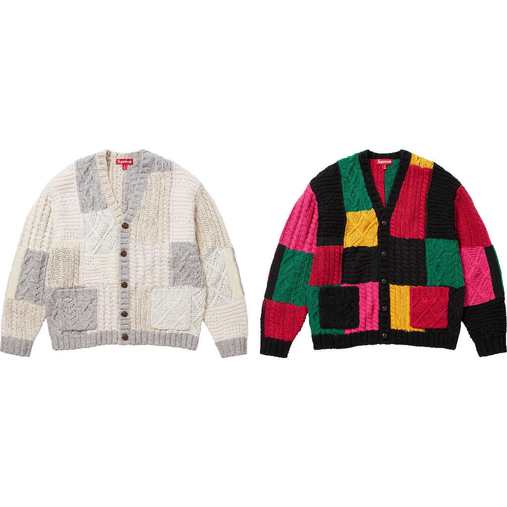 【紐約范特西】預購 SUPREME FW23 PATCHWORK CABLE KNIT CARDIGAN 針織衫