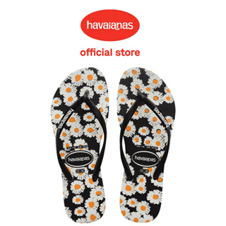 Havaianas哈瓦仕 拖鞋 夾腳拖 小雛菊 花朵 黑 Slim Daisy Caitti 4147887-0128W