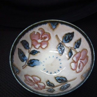 日本製 Just Home 藍赤花陶瓷 陶瓷碗 飯碗 可微波 立體浮雕