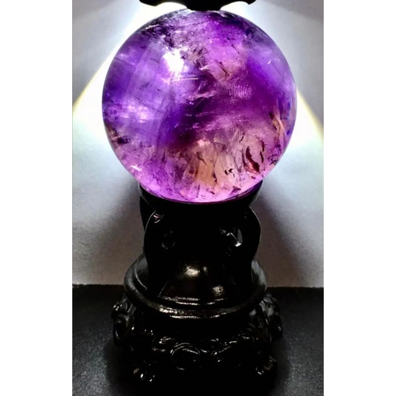 💎晶晶相印💎(免運)  巴西紫黃水晶球帶上帝指紋 紫水晶球