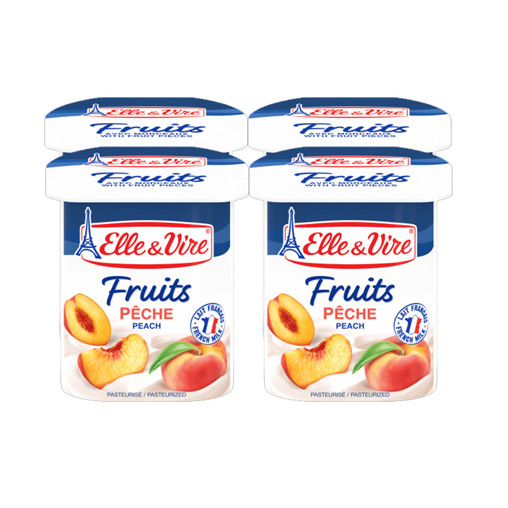 愛樂薇 水果優格 蜜桃優格125gx4杯/組【玩饗食庫】Elle&Vire 水蜜桃優格 優格杯