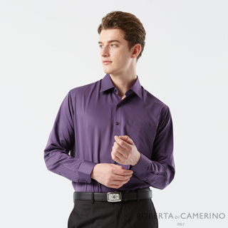 【ROBERTA 諾貝達】男裝 紫色商務長袖襯衫-合身版-吸濕排汗-台灣製 RDH45-28