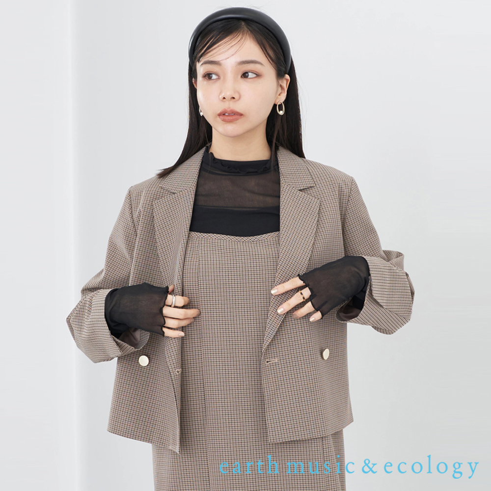 earth music&ecology 素面/格紋雙鈕扣短版剪裁西裝外套(1N33L0Y0100)