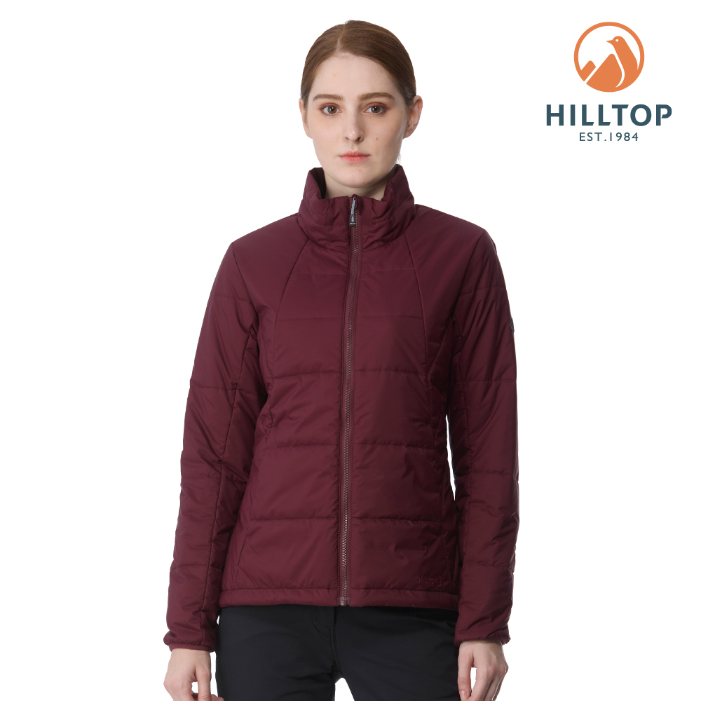 【HILLTOP山頂鳥】 科技棉短大衣（可銜接GORE-TEX外件） 女款 暗紅｜PH22XFY8ECH0