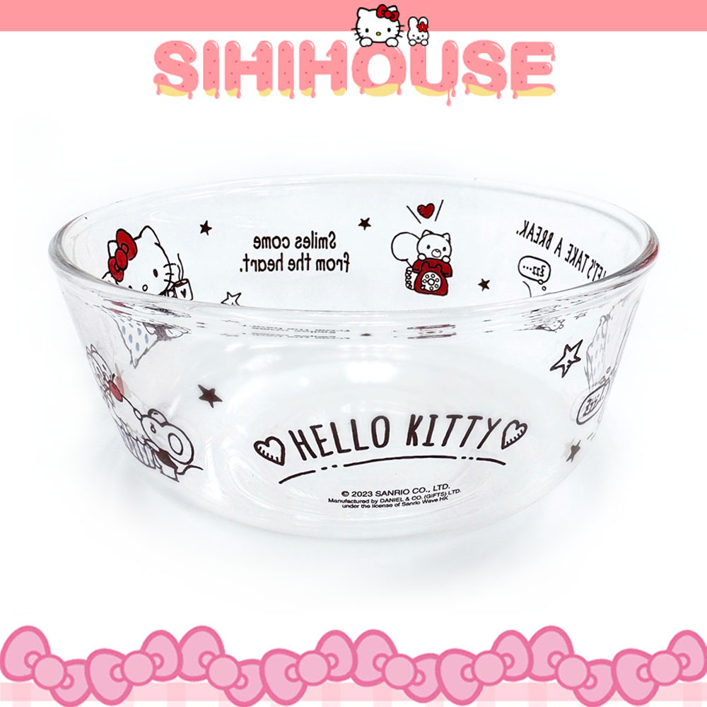 Hello Kitty 透明玻璃碗 sanrio三麗鷗 沙拉碗 水果碗 點心碗 現貨 禮物