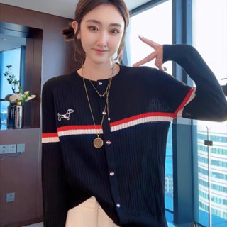 薄外套 小外套 針織外套 長袖上衣 秋冬上衣 洋氣小狗刺繡設計圓領針織衫初秋寬鬆開衫上衣NA19-C.2702