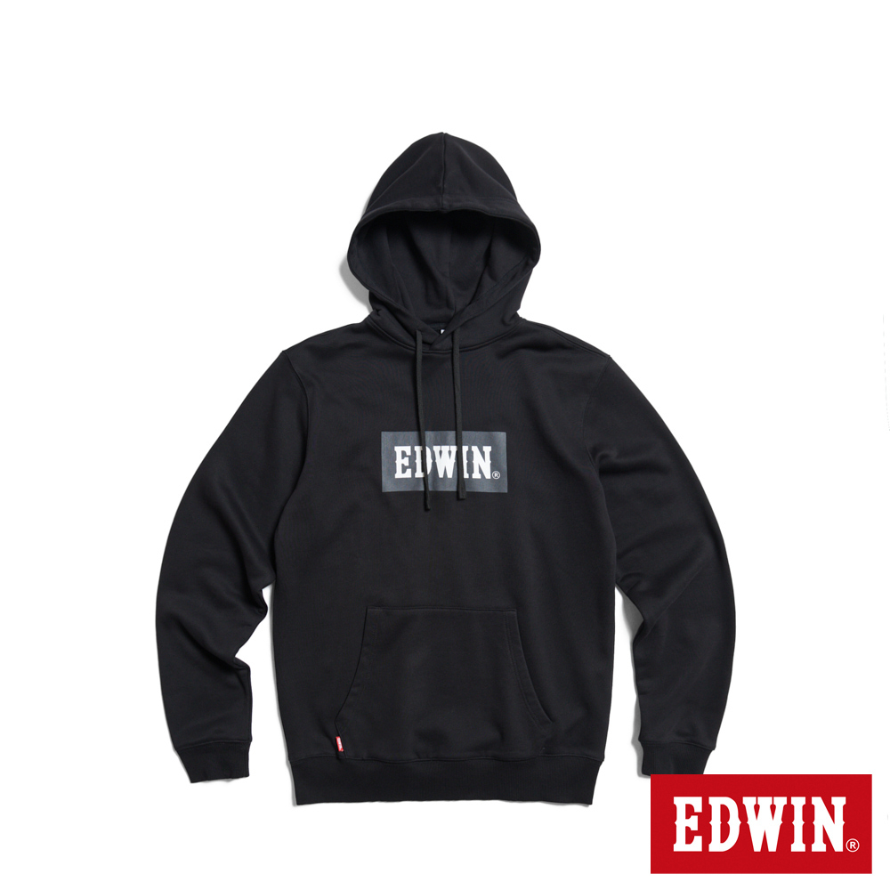 EDWIN 立體波紋連帽長袖T恤(黑色)-男款
