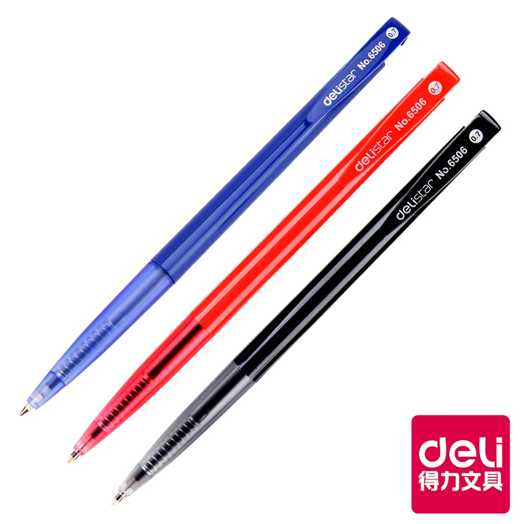 得力 6506 原子筆 0.7mm 自動圓珠筆 原子筆 文具 筆 藍色/紅色/黑色 便宜原子筆 原子筆 自動原子筆 筆