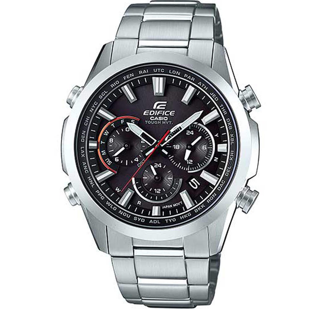 CASIO 卡西歐  EDIFICE 太陽能黑面電波指針錶-(EQW-T650D-1A)/43 mm