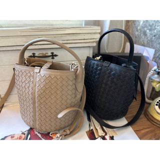 🔥現貨【🇰🇷 Tanned】【保固】|韓國 編織附束口內袋手提水桶包👜正韓貨 真皮系列羊皮皮革 水桶包 精品包