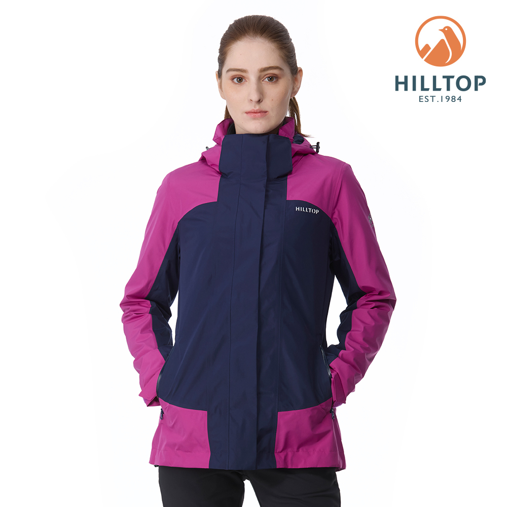 【HILLTOP山頂鳥】 GORE-TEX單件式防水透氣短大衣（可銜接內件） 女款 紫/深藍｜PH22XFY3ECJE