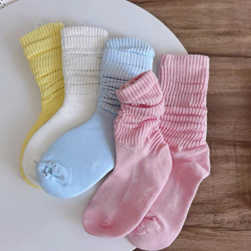 （現貨）韓國🇰🇷兒童代購彩色襪子糖果色堆堆襪中筒襪