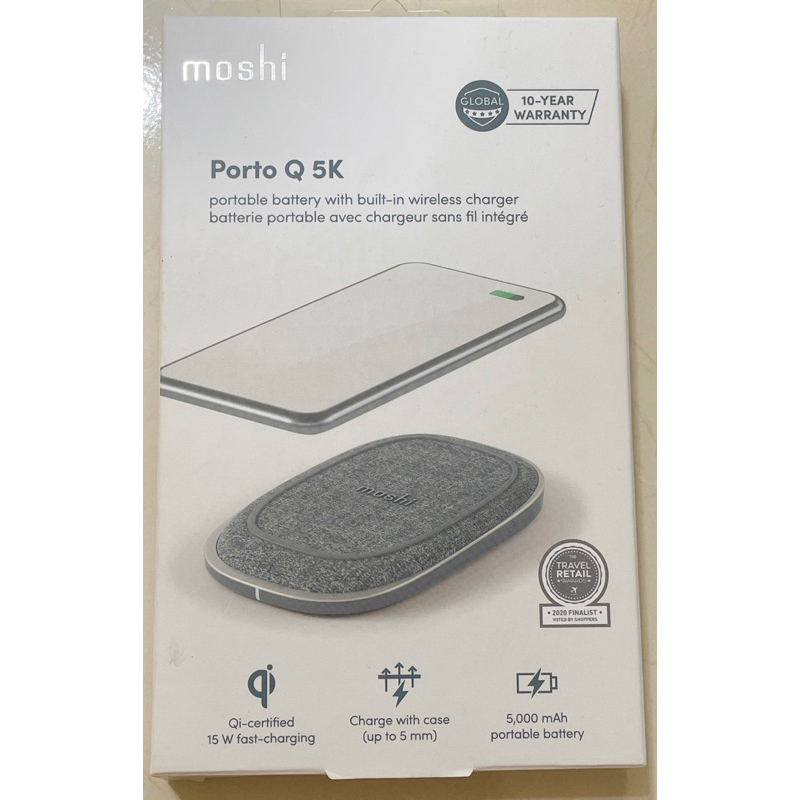 (現貨 9.9成新）Moshi Porto Q 5K 無線充電行動電源 可充 AirPods / AirPods Pro