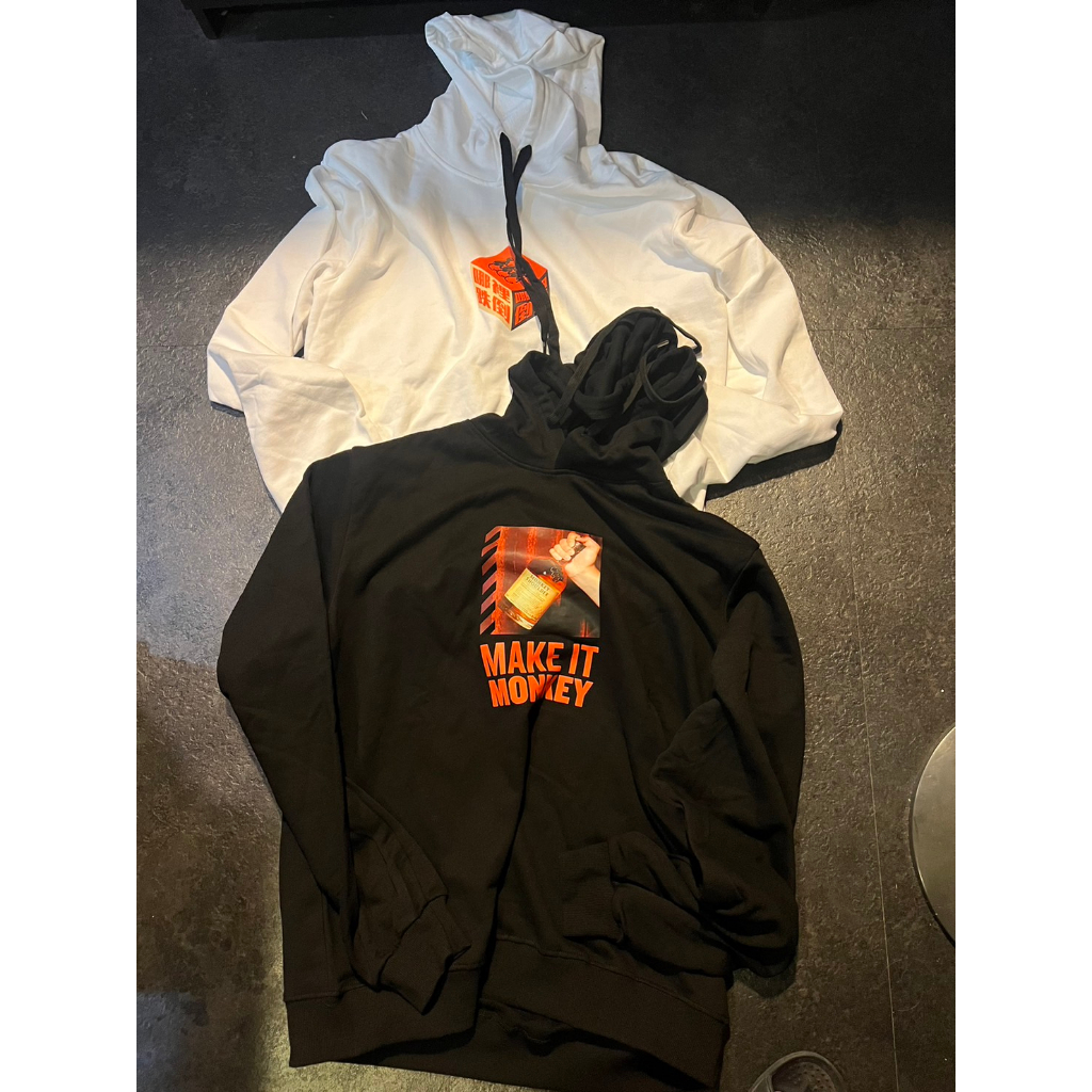 全新 三隻猴子 帽T 長袖 黑 白 XL 各一件