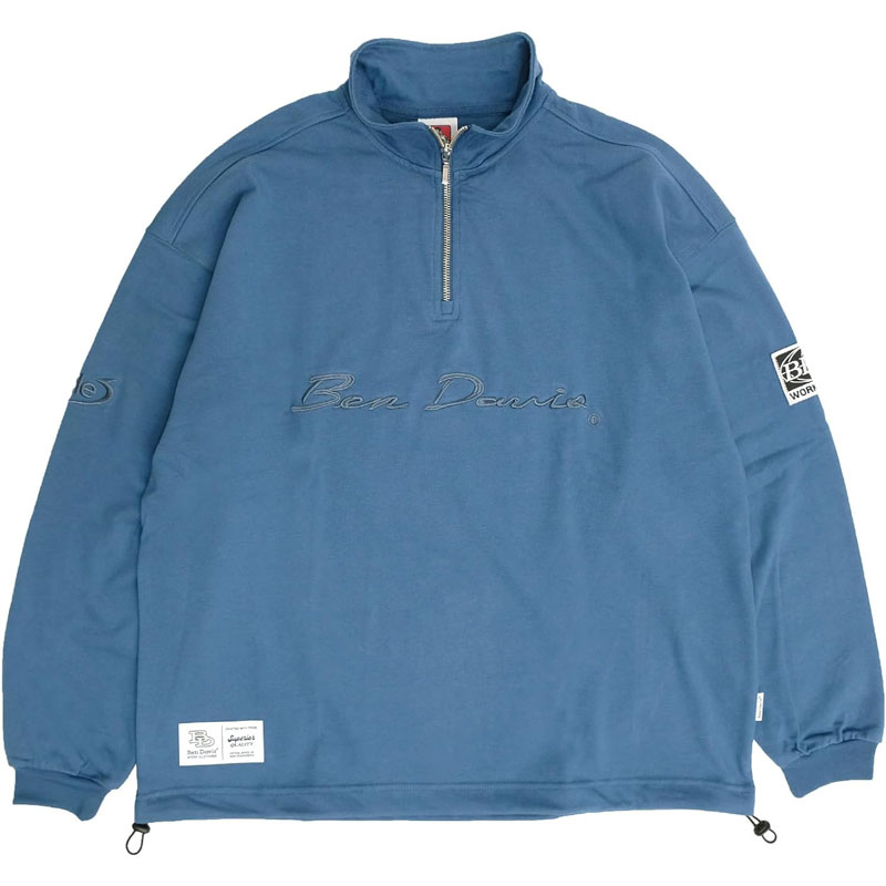 BEN DAVIS 23780041-69 BRUSHED HALF ZIP L/S 半拉鍊 下縮口 長T (灰藍色)