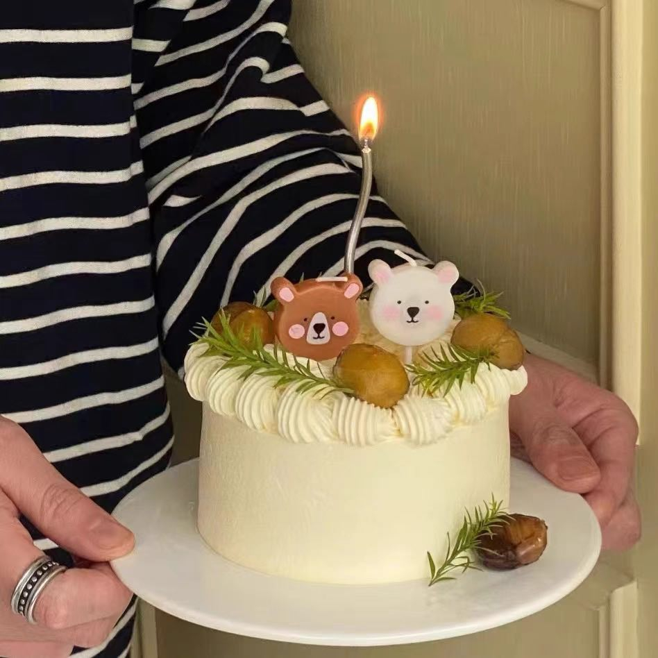 🌸五日工坊🌸 小熊蠟燭 臉紅熊熊 生日蠟燭(白熊/棕熊) 造型蠟燭 無煙蠟燭 浪漫晚餐 派對結婚紀念日裝飾 烘焙蛋糕