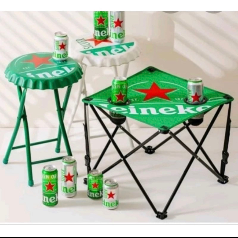 最新海尼根星巧瓶蓋椅（白色×1）、星潮折疊桌，可拆售。免運