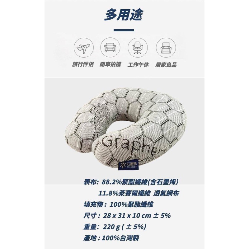 台灣製造🇹🇼石墨烯超導微電流U型釋壓頸枕