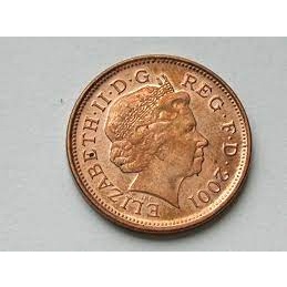 【全球郵幣】 England 2001 NEW PENNY 1 Pence 1便 士AU 英國伊莉莎白二世女王肖像