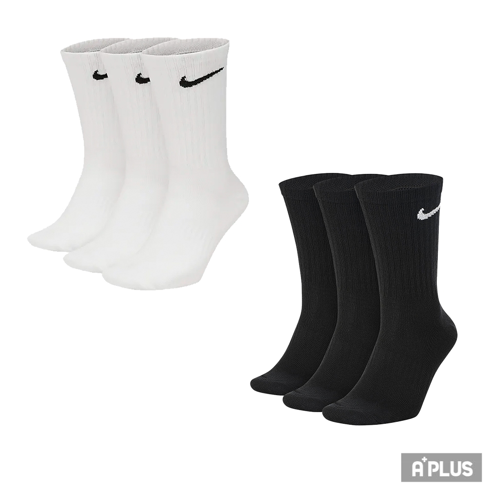 Nike 襪子 Everyday Crew Socks 白 長襪 薄款 三雙一組 SX7676-100/010