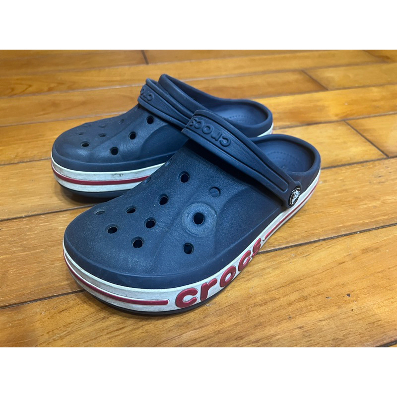 二手 Crocs 卡駱馳 深藍 洞洞鞋 布希鞋  懶人鞋 童鞋J3(21.7cm) 6-7成新