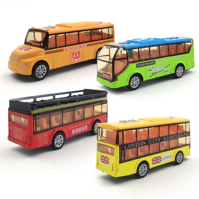 【合金旅遊巴士/4款可選】【台灣現貨】雙層巴士 校車 旅行車 公車 合金巴士  模型車 交通車 玩具車 小汽車 旅行車