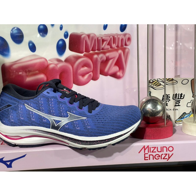 大灌體育👟 Mizuno Wave Rider 25 J1GD217702女 慢跑鞋 超寬楦 藍紫