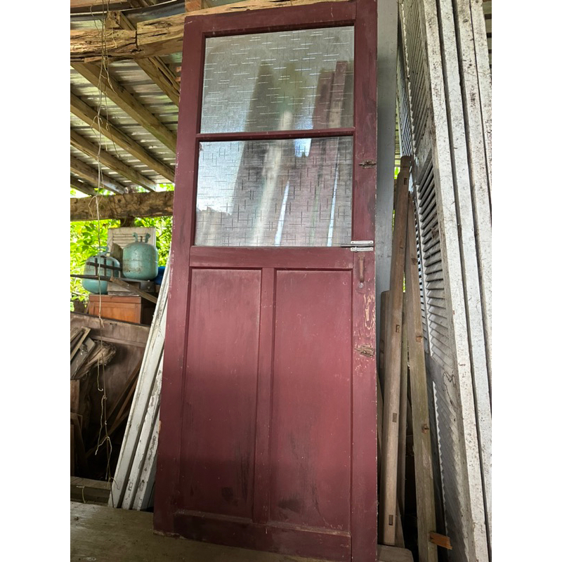 早期老玻璃窗木門 193.3x74.8cm