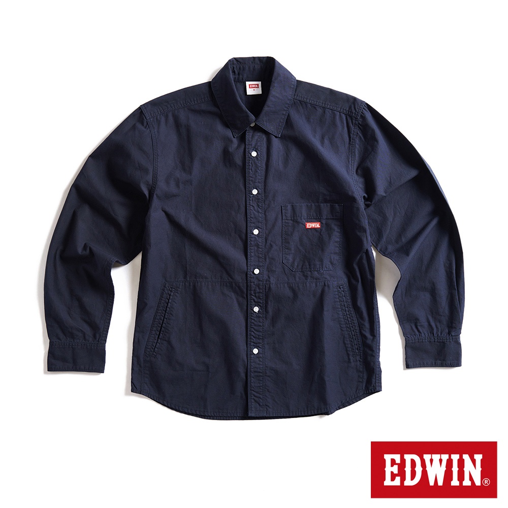 EDWIN 紅標長袖襯衫式外套(丈青色)-男款